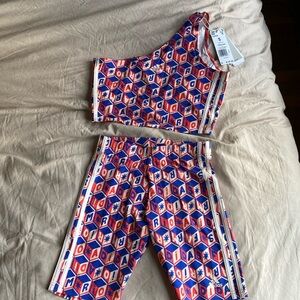 Farm Rio matching bike shorts and crop